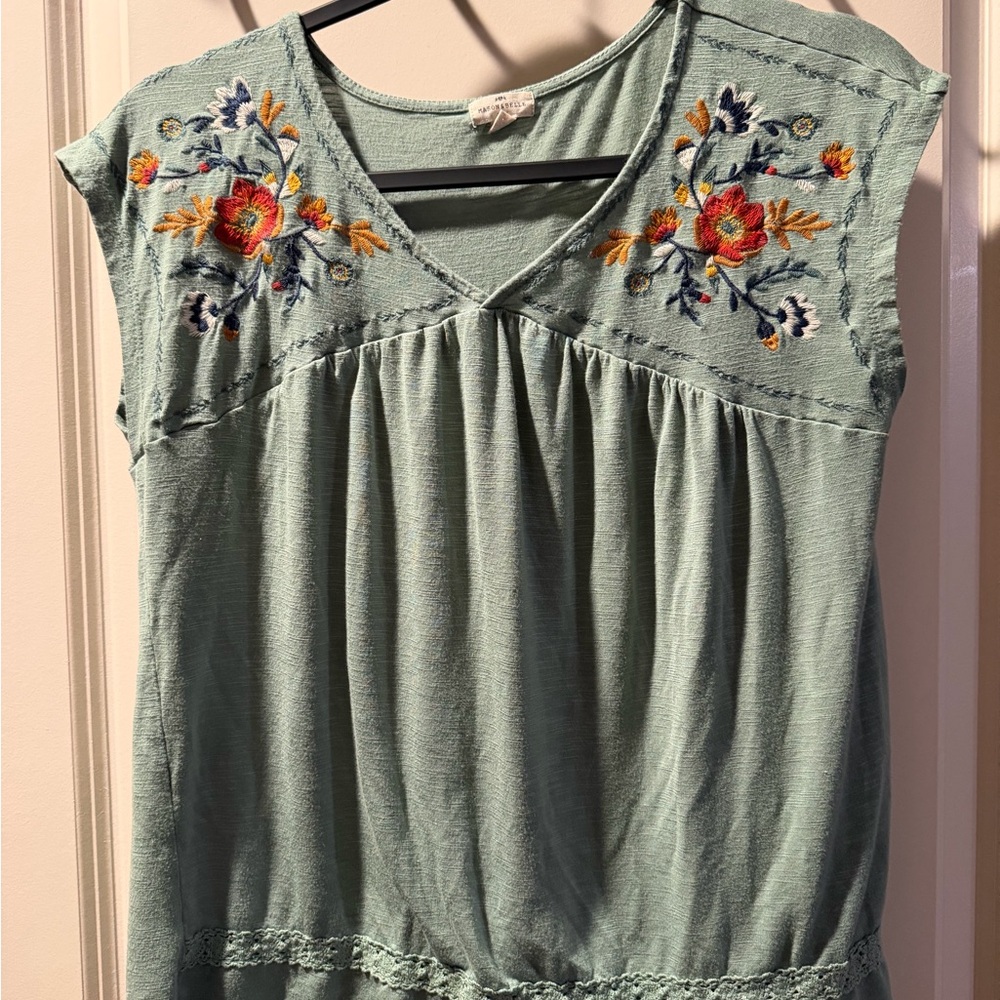 Embroidered Floral V-Neck Blouse